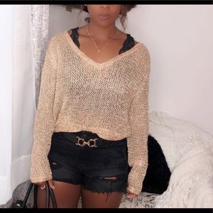 Windsor Fashion Gold Cropped Sweater Size (L)